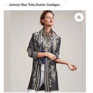 Johnny Was Tulia Gray Duster Cardigan